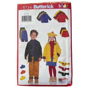 Butterick 5714 Kids Sewing Pattern Sizes 2-5 Jacket Pants Skirt Hat Scarf UNCUT